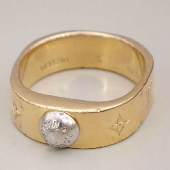 LOUIS VUITTON Nanogram Ring Size S Gold Silver - Picture 1 of 9